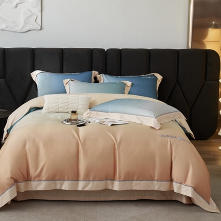 时亿家居 2023新款120支长绒棉陶瓷磨毛四件套-露丝系列 露丝 杏黄