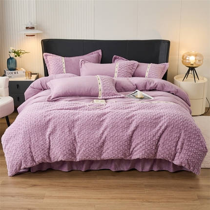 91家纺网 家纺一手货源 找家纺 （总）恒爱2023新款时尚轻奢加厚min双拼兔毛绒四件套