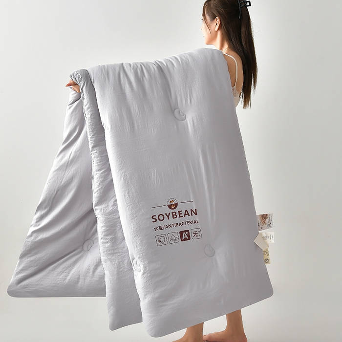 91家纺网 家纺一手货源 找家纺 眠优居 2023新款A类婴儿有机棉无染大豆被 轻奢灰