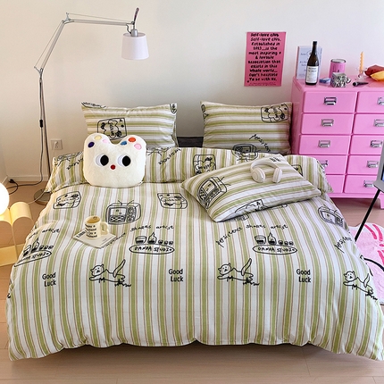 桃子家居 2023新款ins少女甜酷多巴胺粉墨加厚牛奶绒系列四件套 绒-分享艺术家