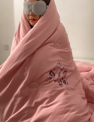 91家纺网 家纺一手货源 找家纺 眠优居 2023新款A类婴儿有机棉无染大豆被 樱花粉