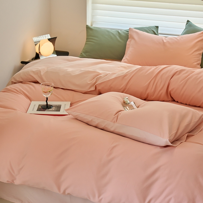 91家纺网 家纺一手货源 找家纺 （总）沐白家居 2023火山小磨毛拼色基础款四件套