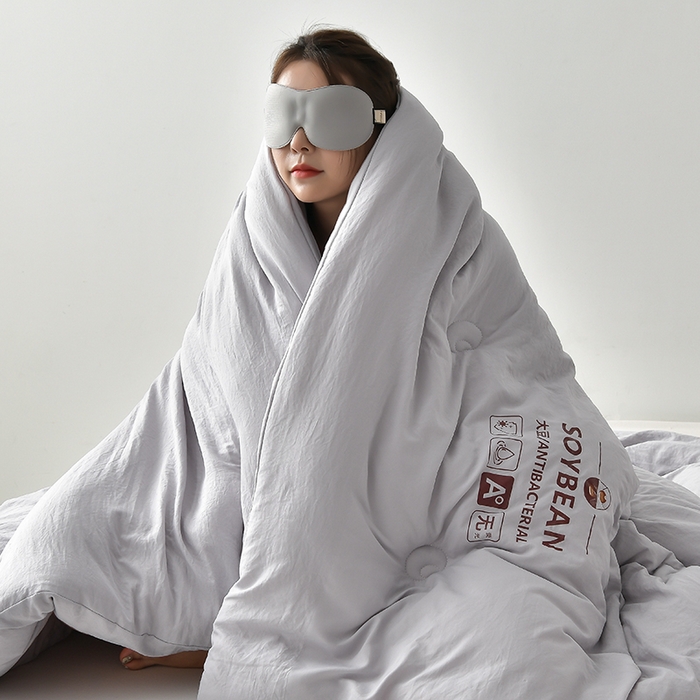 91家纺网 家纺一手货源 找家纺 眠优居 2023新款A类婴儿有机棉无染大豆被 轻奢灰