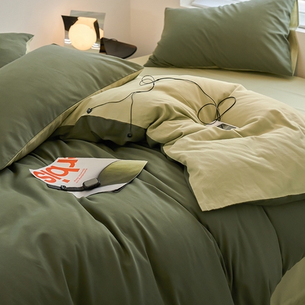 91家纺网 家纺一手货源 找家纺 （总）沐白家居 2023火山小磨毛拼色基础款四件套