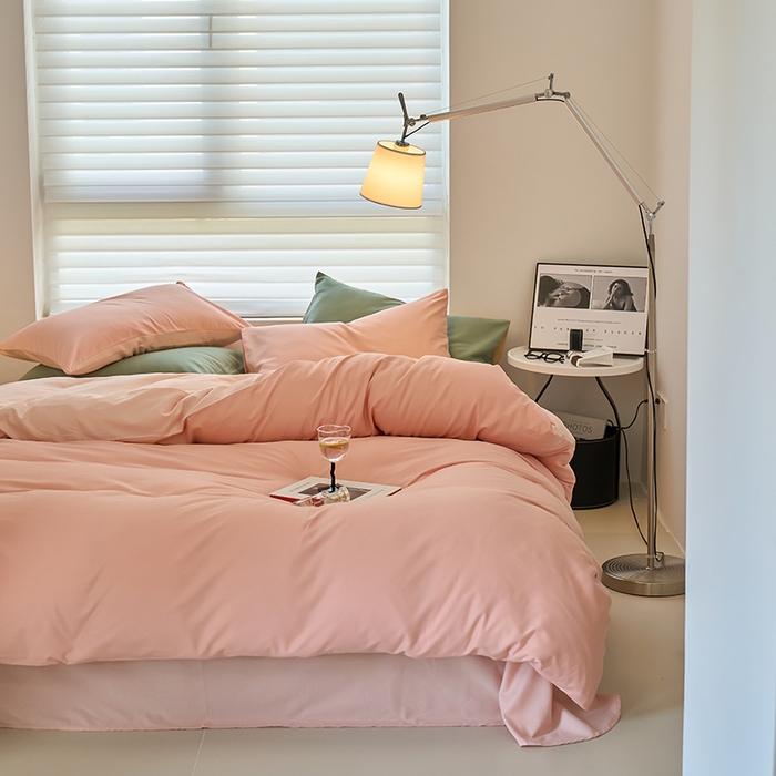 91家纺网 家纺一手货源 找家纺 （总）沐白家居 2023火山小磨毛拼色基础款四件套