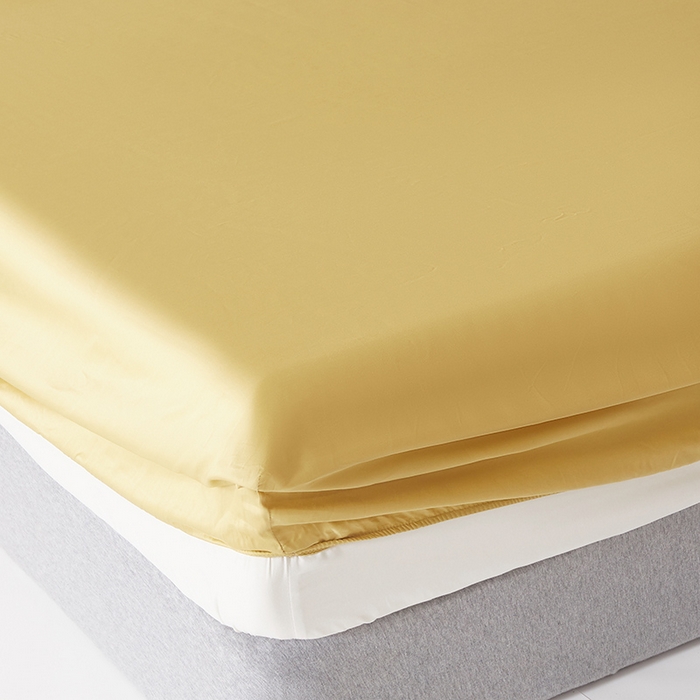 91家纺网 家纺一手货源 找家纺 寝柔家纺 2023新款秋季60S纯色全棉贡缎床笠 向阳黄