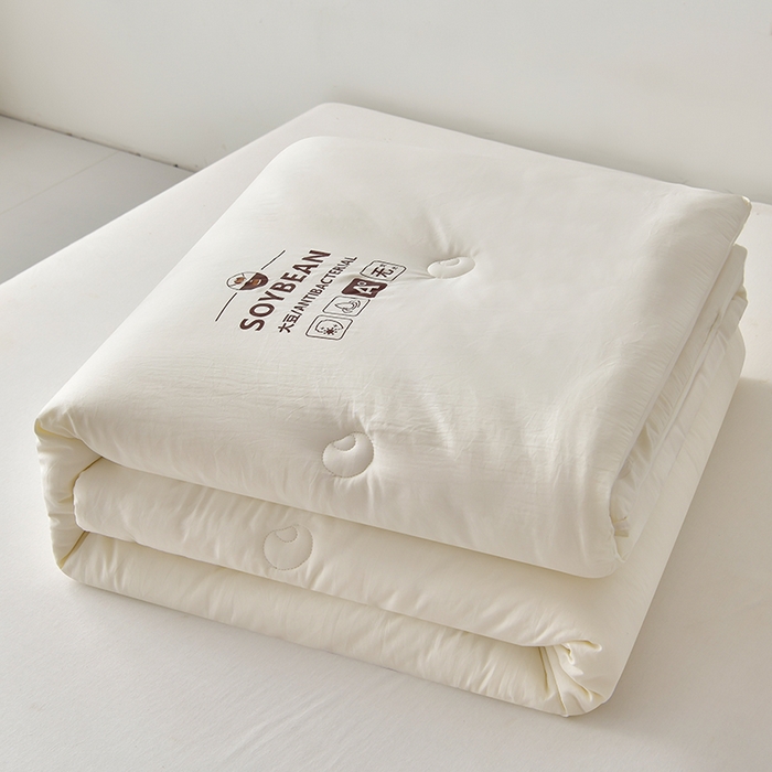 91家纺网 家纺一手货源 找家纺 眠优居 2023新款A类婴儿有机棉无染大豆被 本白色