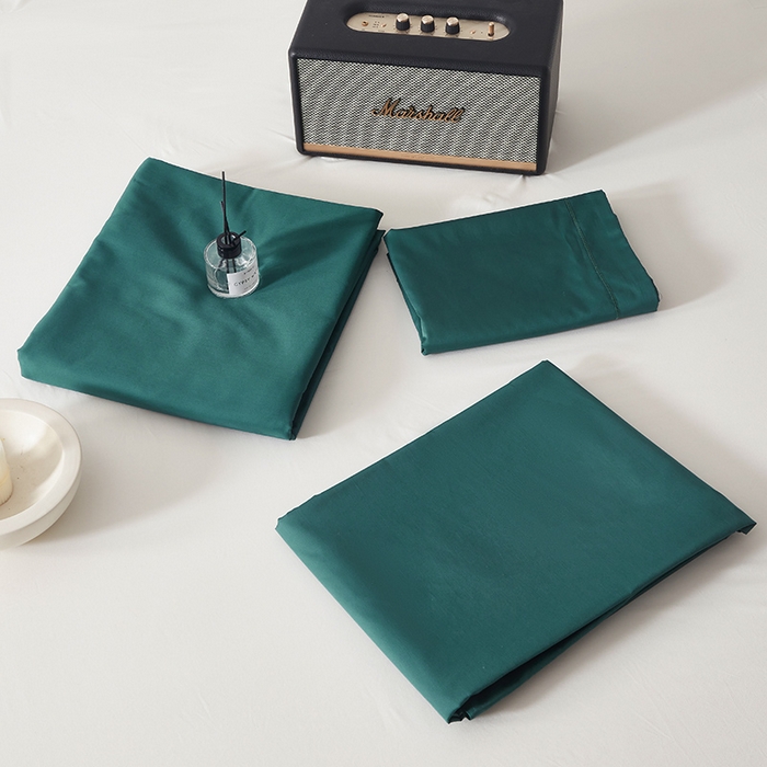 91家纺网 家纺一手货源 找家纺 寝柔家纺 2023新款秋季60S纯色全棉贡缎单被套 祖玛绿