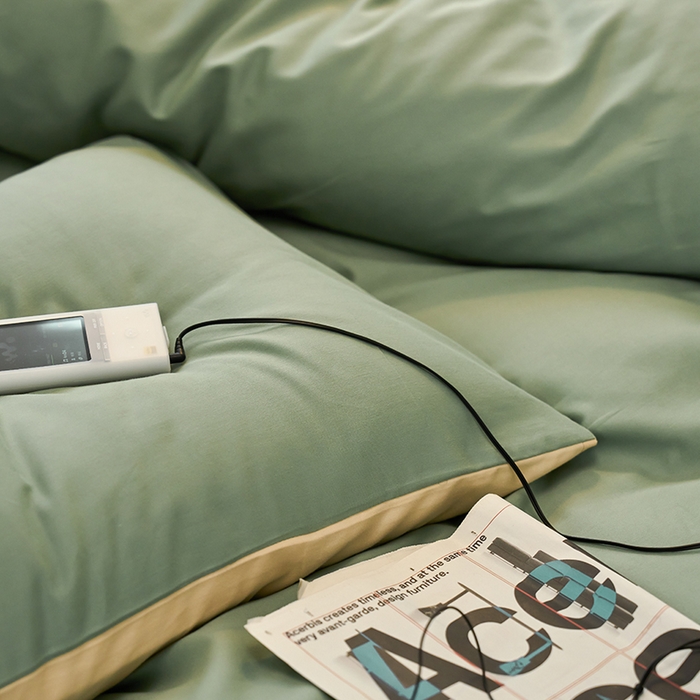 91家纺网 家纺一手货源 找家纺 沐白家居 2023火山小磨毛拼色基础款四件套 松风