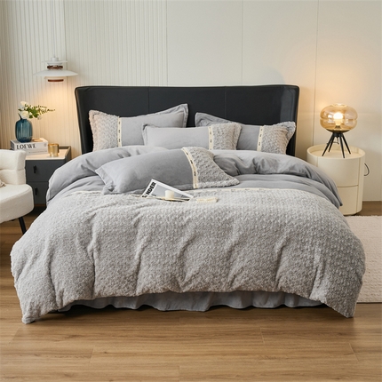 91家纺网 家纺一手货源 找家纺 （总）恒爱2023新款时尚轻奢加厚min双拼兔毛绒四件套