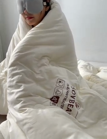 91家纺网 家纺一手货源 找家纺 眠优居 2023新款A类婴儿有机棉无染大豆被 本白色