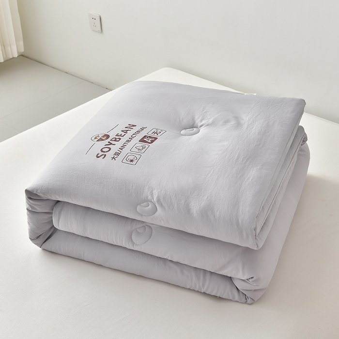 91家纺网 家纺一手货源 找家纺 眠优居 2023新款A类婴儿有机棉无染大豆被 轻奢灰