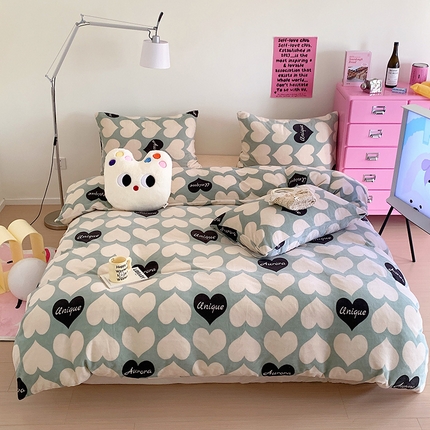 91家纺网 家纺一手货源 找家纺 （总）桃子家居 2023新款ins少女甜酷多巴胺粉墨加厚牛奶绒系列四件套