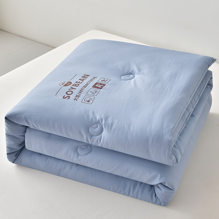 91家纺网 家纺一手货源 找家纺 眠优居 2023新款A类婴儿有机棉无染大豆被 天空蓝