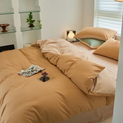 91家纺网 家纺一手货源 找家纺 （总）沐白家居 2023火山小磨毛拼色基础款四件套