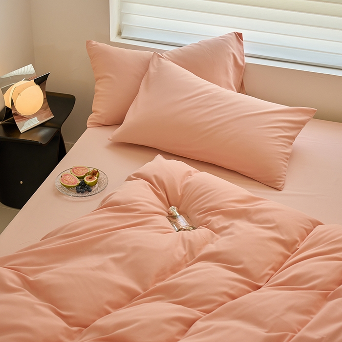 91家纺网 家纺一手货源 找家纺 （总）沐白家居 2023火山小磨毛拼色基础款四件套