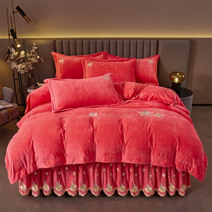 91家纺网 家纺一手货源 找家纺 （总）恒爱家纺 2023新款床裙四件套 叶之秋