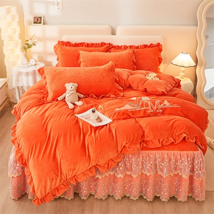 91家纺网 家纺一手货源 找家纺 （总）恒爱家纺 2023新款蕾丝床裙款四件套 郁金香