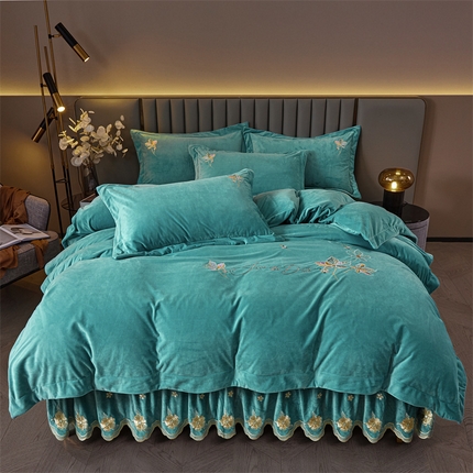 91家纺网 家纺一手货源 找家纺 （总）恒爱家纺 2023新款床裙四件套 叶之秋