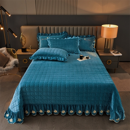 恒爱 2023新款温暖舒适加密宝宝绒床盖三件套-邂逅系列 宾利蓝