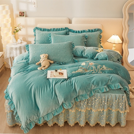 91家纺网 家纺一手货源 找家纺 （总）恒爱家纺 2023新款蕾丝床裙款四件套 郁金香