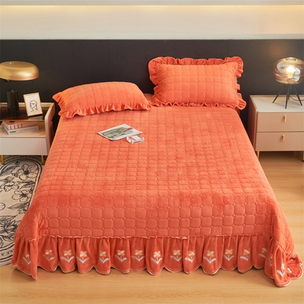 恒爱家纺 2023新款单床盖 温馨花园 桔色