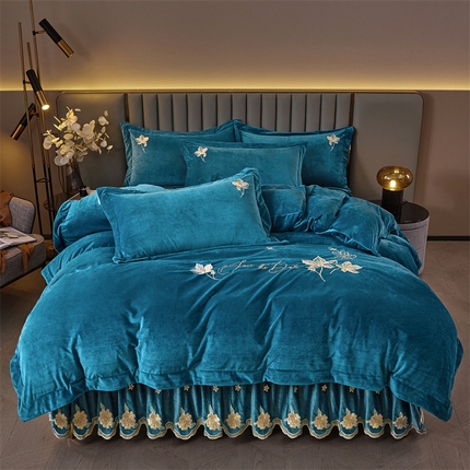 91家纺网 家纺一手货源 找家纺 （总）恒爱家纺 2023新款床裙四件套 叶之秋