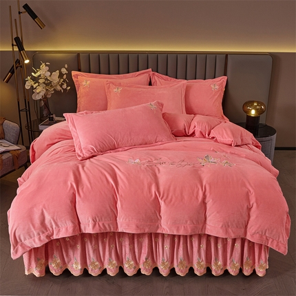 91家纺网 家纺一手货源 找家纺 （总）恒爱家纺 2023新款床裙四件套 叶之秋