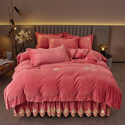 91家纺网 家纺一手货源 找家纺 （总）恒爱家纺 2023新款床裙四件套 叶之秋