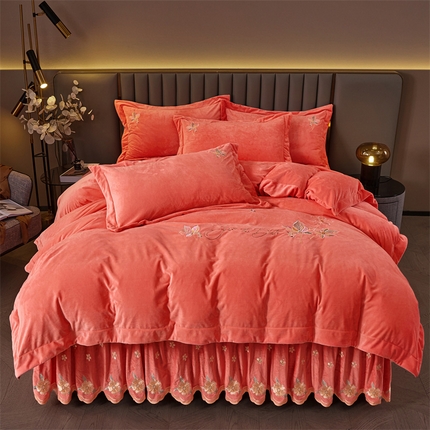 91家纺网 家纺一手货源 找家纺 （总）恒爱家纺 2023新款床裙四件套 叶之秋