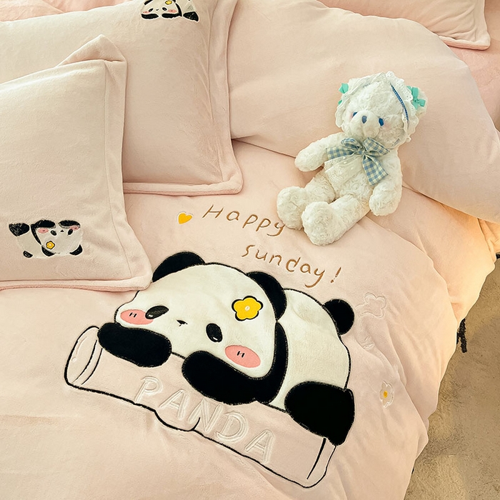 91家纺网 家纺一手货源 找家纺 红馆 2023新款ins小清新-牛奶绒四件套 花花粉