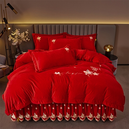 91家纺网 家纺一手货源 找家纺 （总）恒爱家纺 2023新款床裙四件套 叶之秋