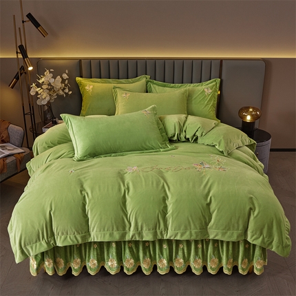 91家纺网 家纺一手货源 找家纺 （总）恒爱家纺 2023新款床裙四件套 叶之秋