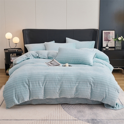 91家纺网 家纺一手货源 找家纺 （总）恒爱家纺 2023新款双面高克重亲肤牛奶绒菱形四件套