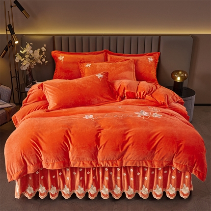 91家纺网 家纺一手货源 找家纺 （总）恒爱家纺 2023新款床裙四件套 叶之秋