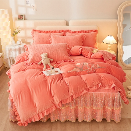 91家纺网 家纺一手货源 找家纺 （总）恒爱家纺 2023新款蕾丝床裙款四件套 郁金香