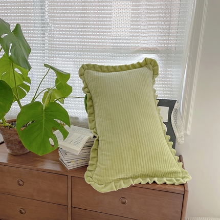 琳可家居 2023新款秋冬款夹棉绒类枕头套牛奶绒德芙绒A类枕套 青草绿-绒