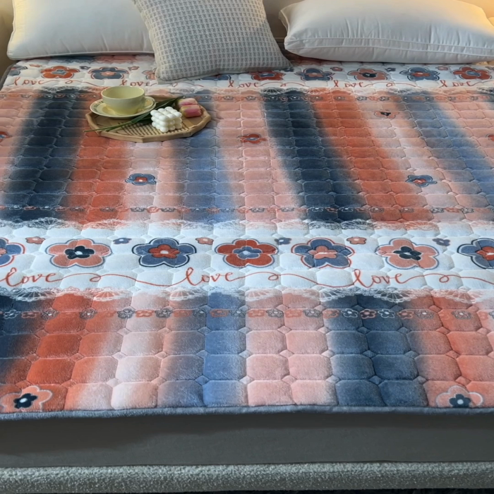 91家纺网 家纺一手货源 找家纺 爱上家居 2023新款印花牛奶绒床护垫床垫子床褥 流光溢彩