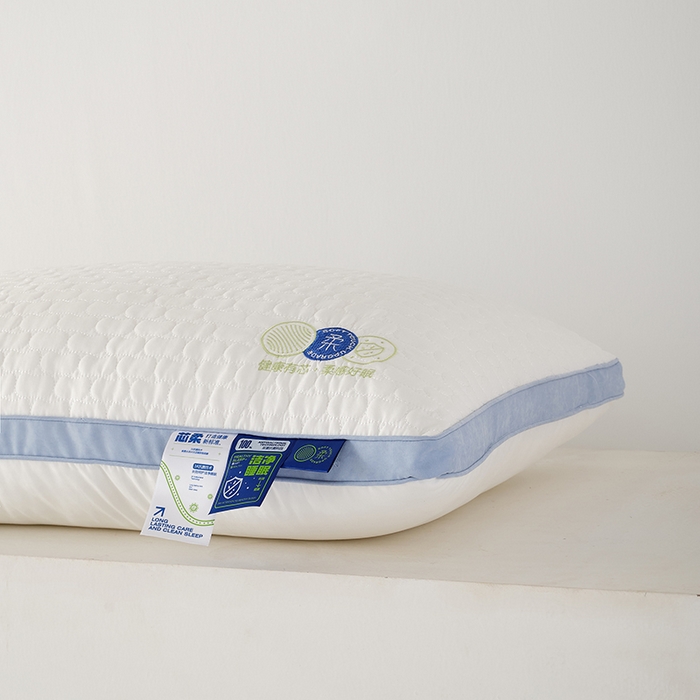 91家纺网 家纺一手货源 找家纺 方回家纺 2023新款锦绒绗缝立体枕枕头枕芯 立体绗缝枕-蓝色