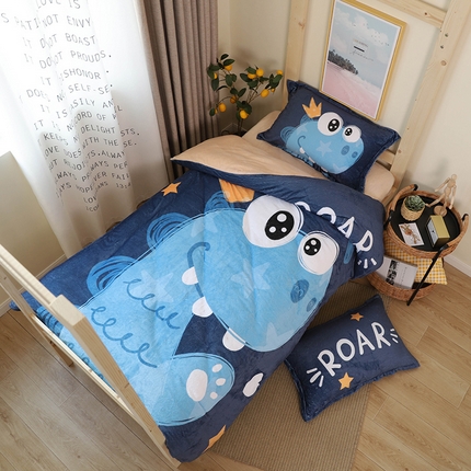 宅部落 2023新款大版卡通牛奶绒三件套 15.萌宠恐龙B