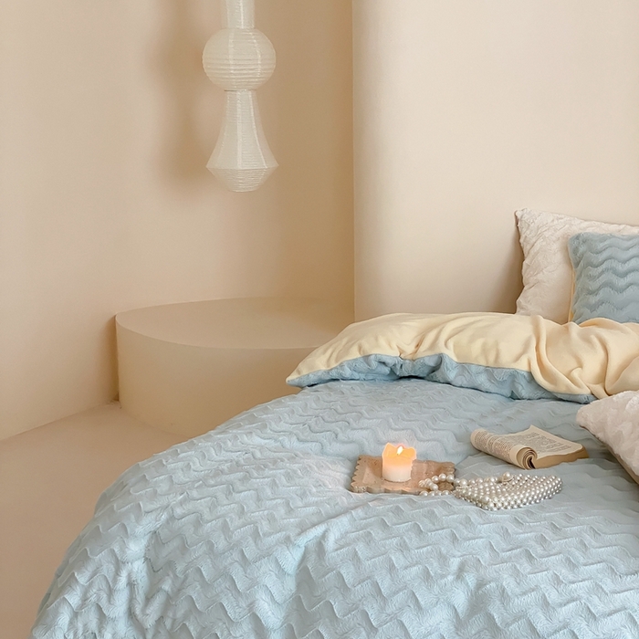 91家纺网 家纺一手货源 找家纺 梦享生活家居 2023新款兔兔绒四件套-卡洛斯 卡洛斯-马利蓝