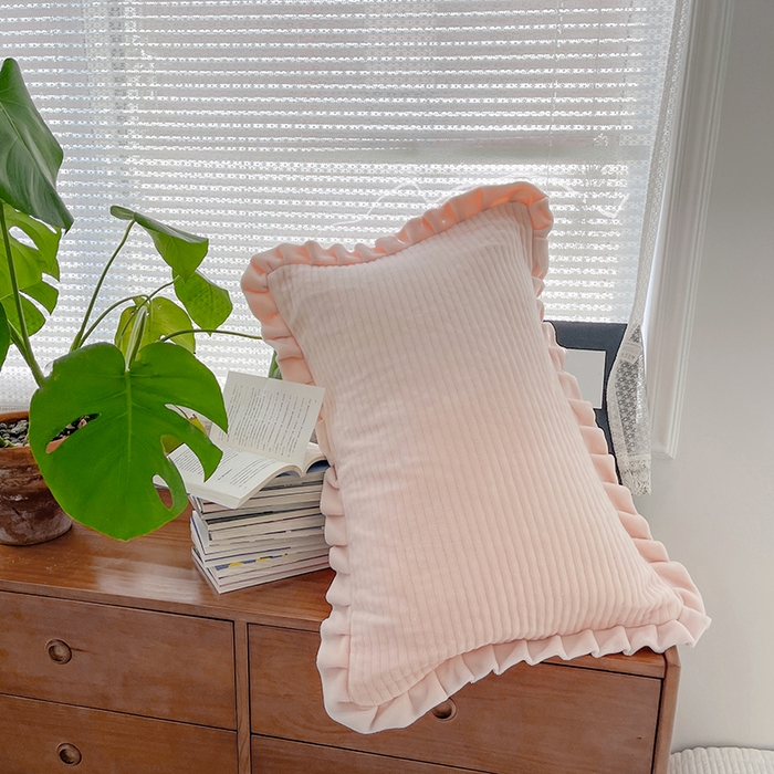 91家纺网 家纺一手货源 找家纺 琳可家居 2023新款秋冬款夹棉绒类枕头套牛奶绒德芙绒A类枕套 悠悠粉-绒