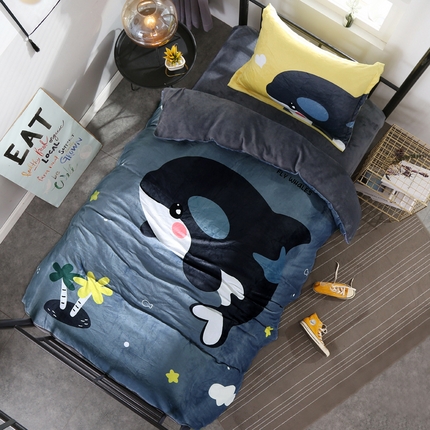 91家纺网 家纺一手货源 找家纺 （总）宅部落 2023新款大版卡通牛奶绒三件套法莱绒四件套