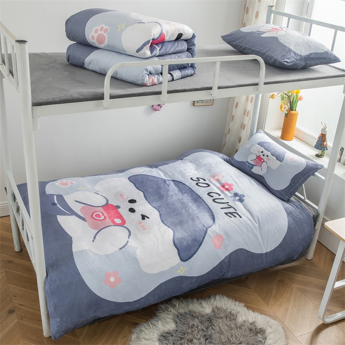 91家纺网 家纺一手货源 找家纺 宅部落 2023新款大版卡通牛奶绒三件套 3.小萌狗