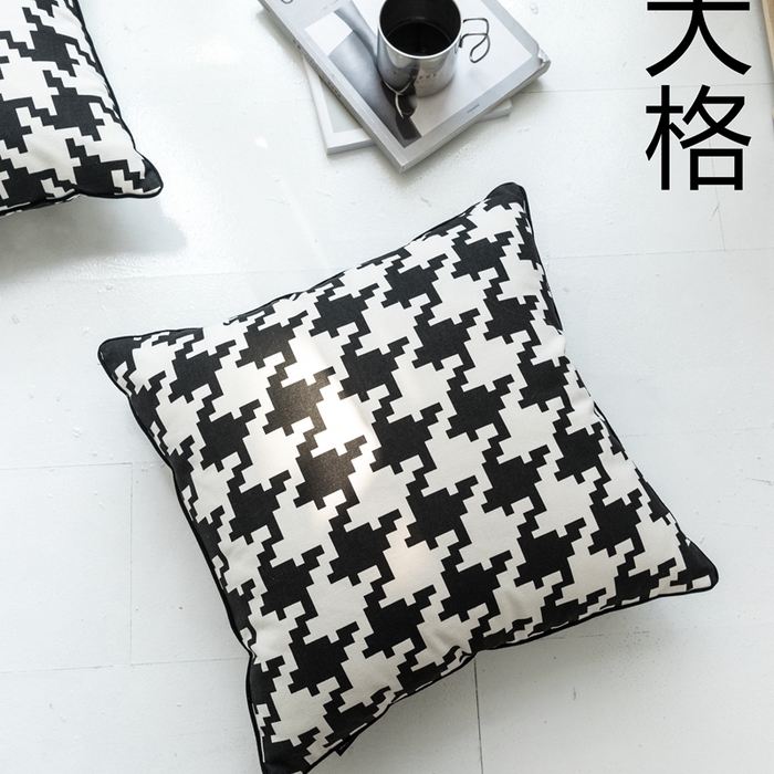 91家纺网 家纺一手货源 找家纺 918拾朵家居 2023新款千鸟格系列抱枕 大格