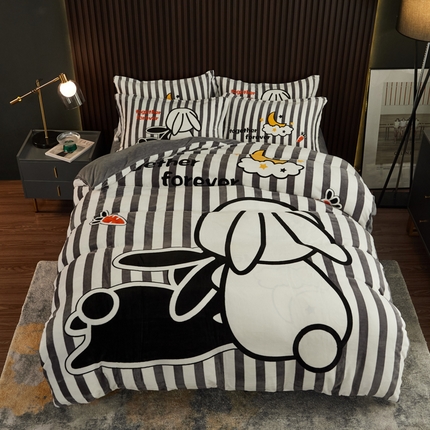 宅部落 2023新款大版卡通牛奶绒四件套法莱绒 11.在一起2.0
