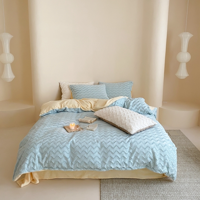 91家纺网 家纺一手货源 找家纺 梦享生活家居 2023新款兔兔绒四件套-卡洛斯 卡洛斯-马利蓝