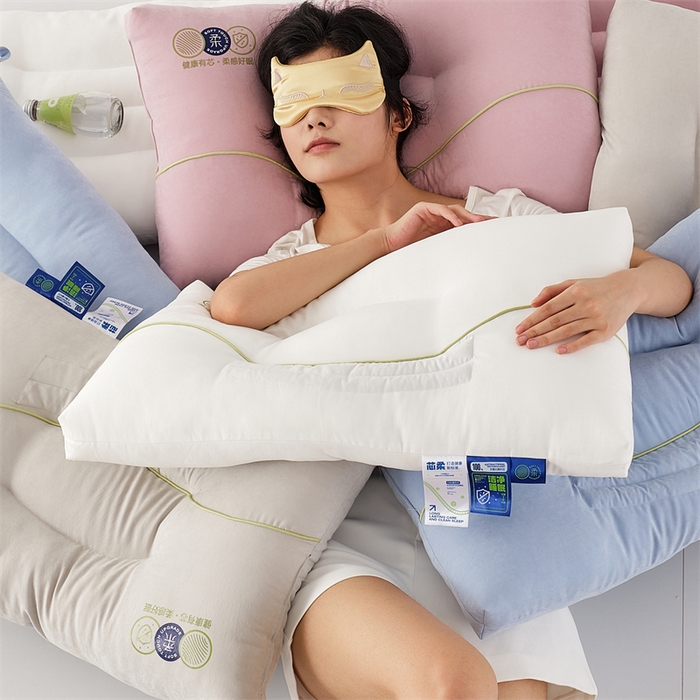 91家纺网 家纺一手货源 找家纺 方回家纺 2023新款锦绒决明子立体枕枕头枕芯 决明子立体枕-灰色