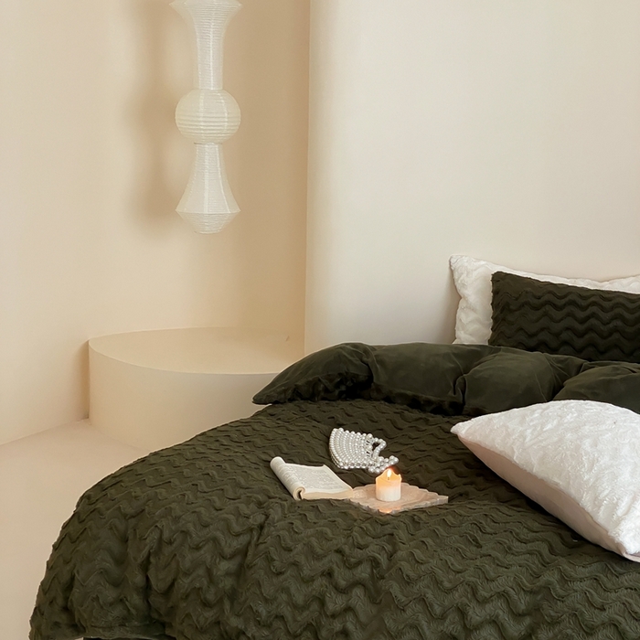 91家纺网 家纺一手货源 找家纺 梦享生活家居 2023新款兔兔绒四件套-卡洛斯 卡洛斯-青绿