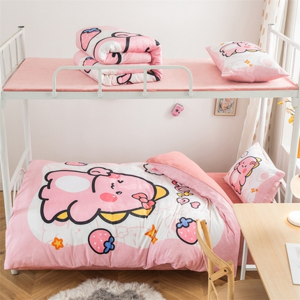 91家纺网 家纺一手货源 找家纺 （总）宅部落 2023新款大版卡通牛奶绒三件套法莱绒四件套